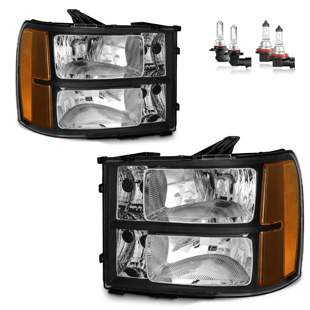 

Пара фар для GMC Sierra 1500 2500HD 3500HD 2007-2013 годов выпуска, черные, с лампами