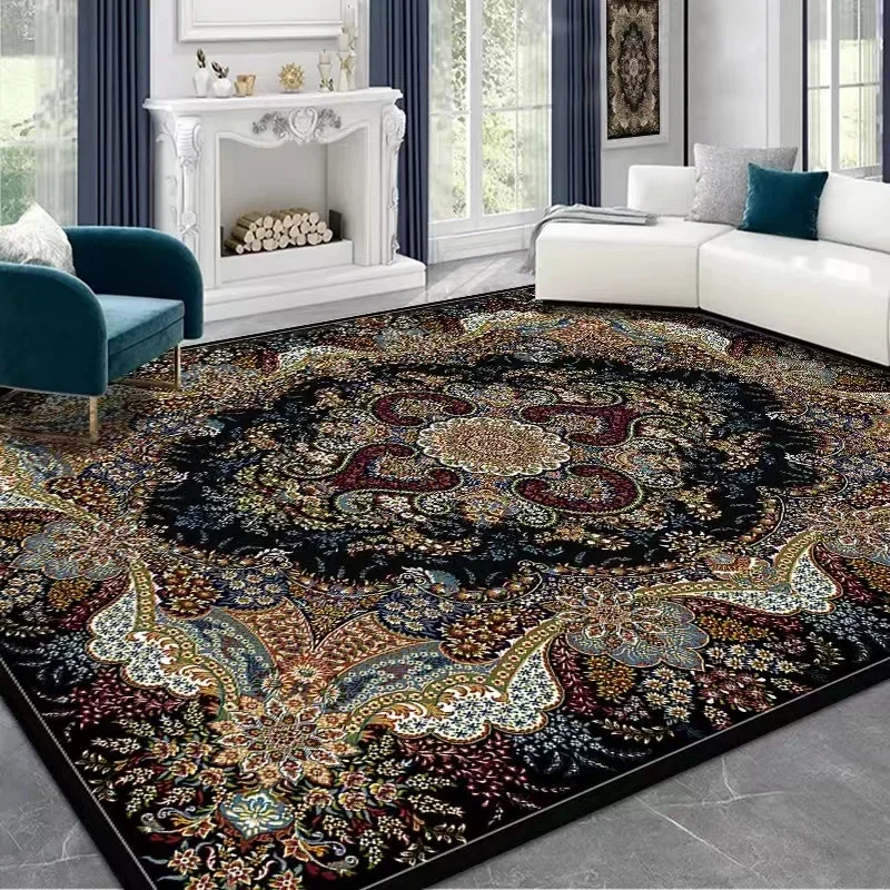 Vintage Persian Red Carpet Living Room High-end Luxury Rug Bohemia Bedroom Decor Rug Tea Table Anti-slip Large Area Mat Washable