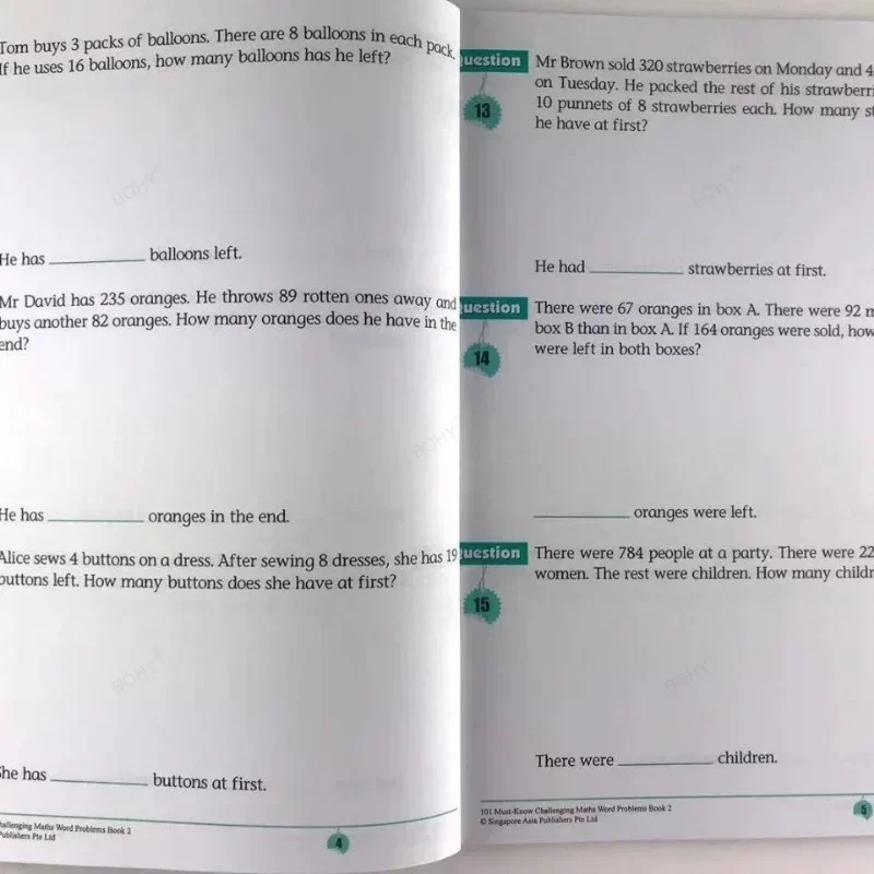 101 сложные задачи по математике, задачи по математике, книги по начальной школы Сингапура, 1–6 классов, книга по математике, английская книга, 6 книг в наборе