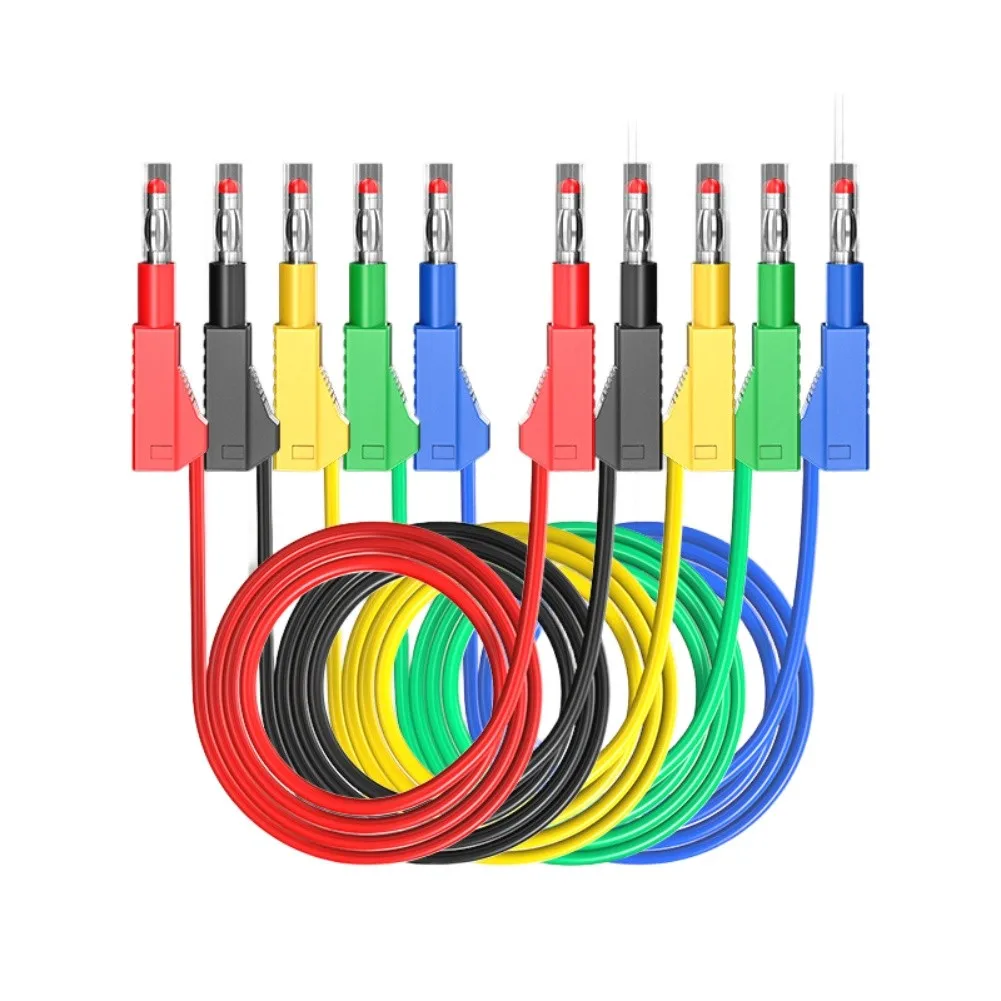 Set of 5 Stackable 4mm Banana Connector Test Probes with Soft PVC Insulated Cable 100 Centimeter for Test Equipment