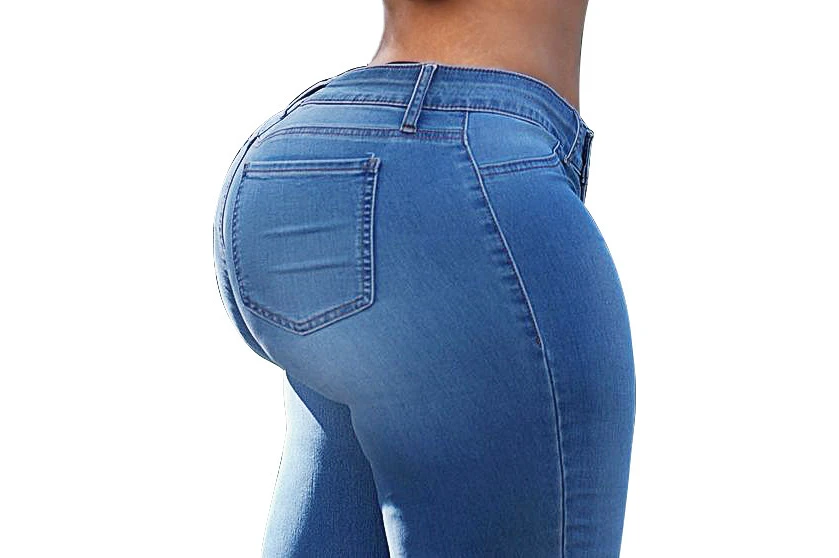 Fashion Street Style Stretch Ripped High Waist Denim Trousers Ladies Jeans Women\'s Clothing