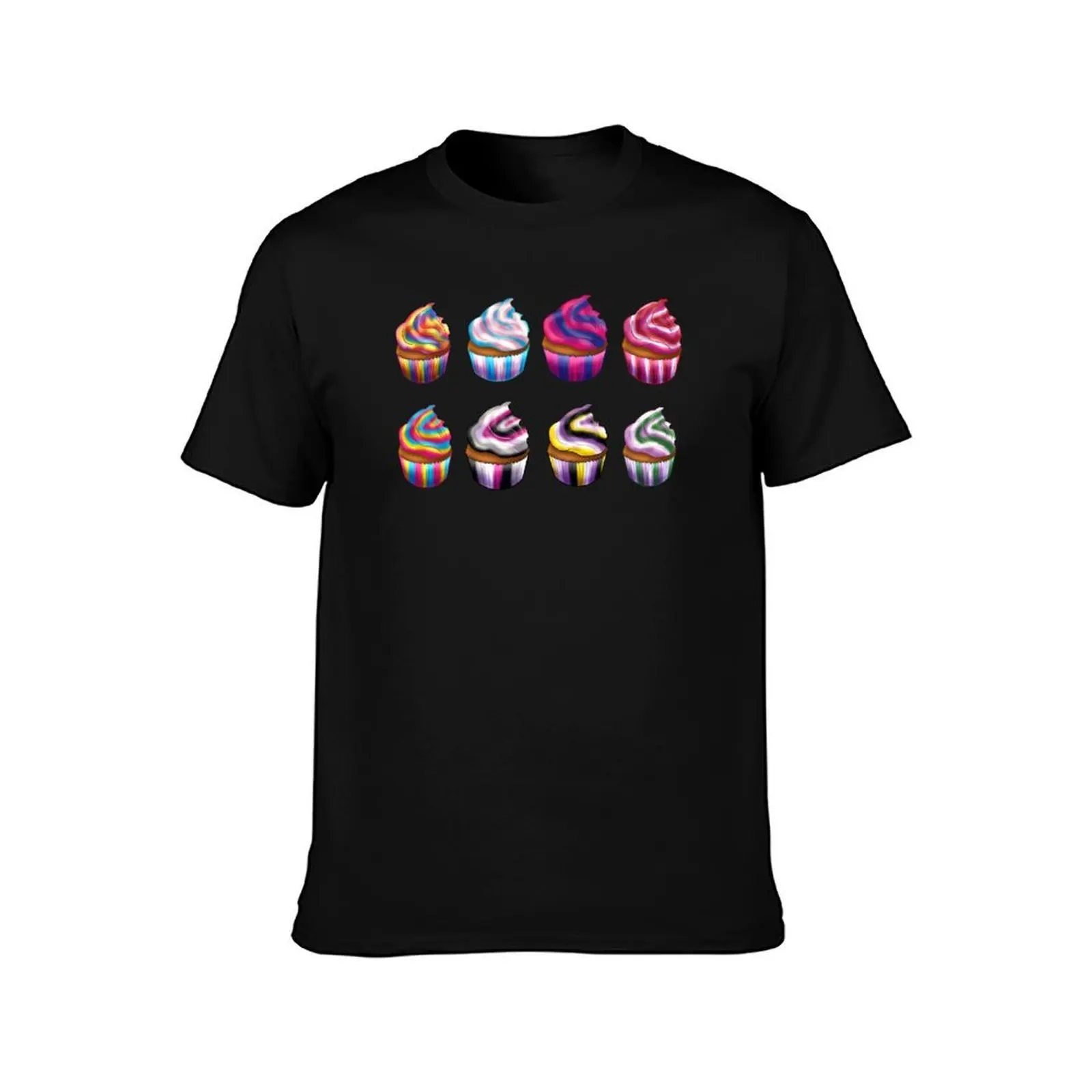LGBTQ Cupcakes T-Shirt, Summer Casual Cotton Tee, Oversized Streetwear Tops, Vintage Graphic Print, Loose Fit Short Sleeve