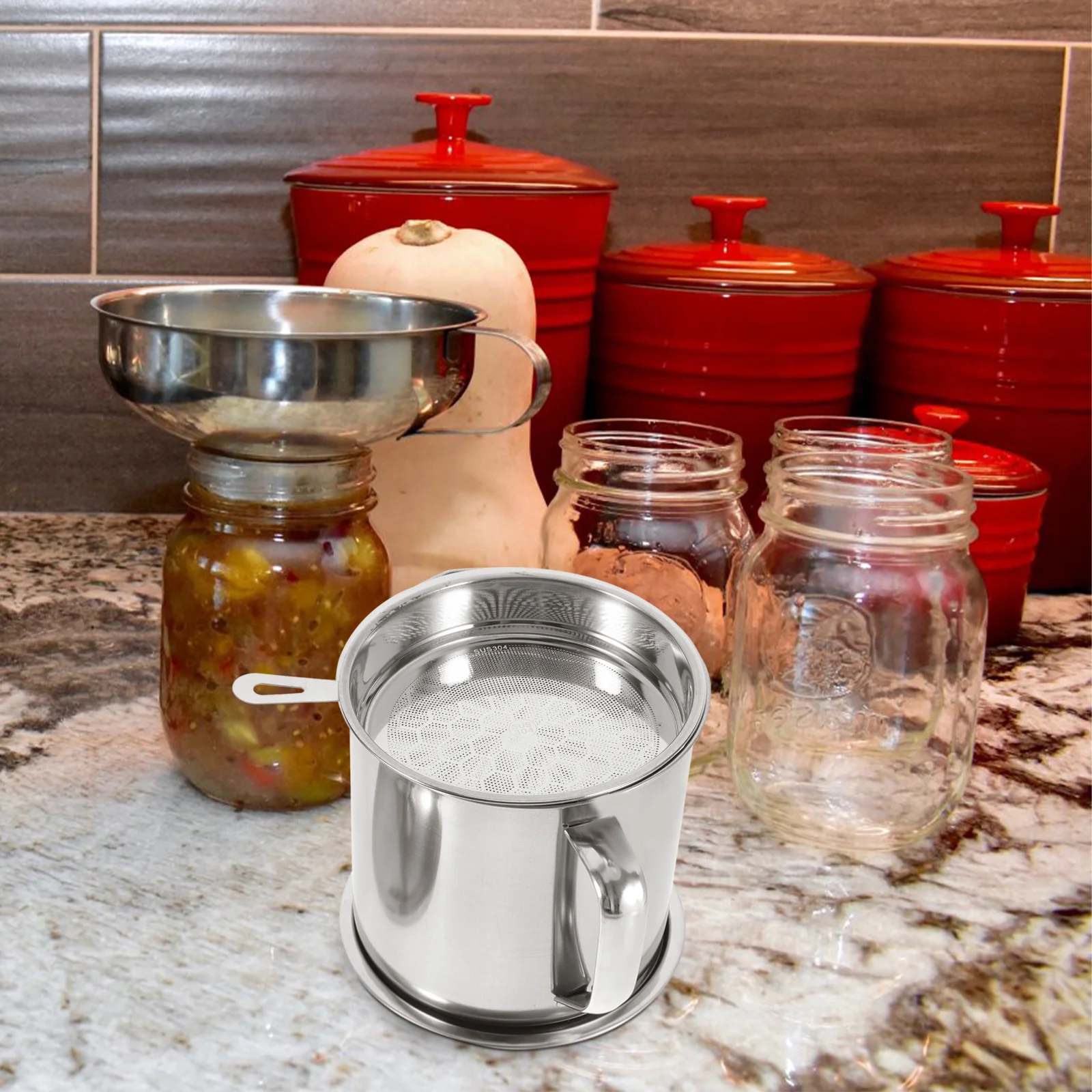 

2Pcs Bacon Grease Saver Oil Pot Strainer Cover Stainless Steel Mesh Filter Lid for Frying Oil Storage Cooking Grease