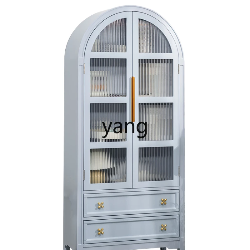 Yjq Cream Style Arch Bookcase Home Wall Multi-Functional Sundries Minimalist Glass