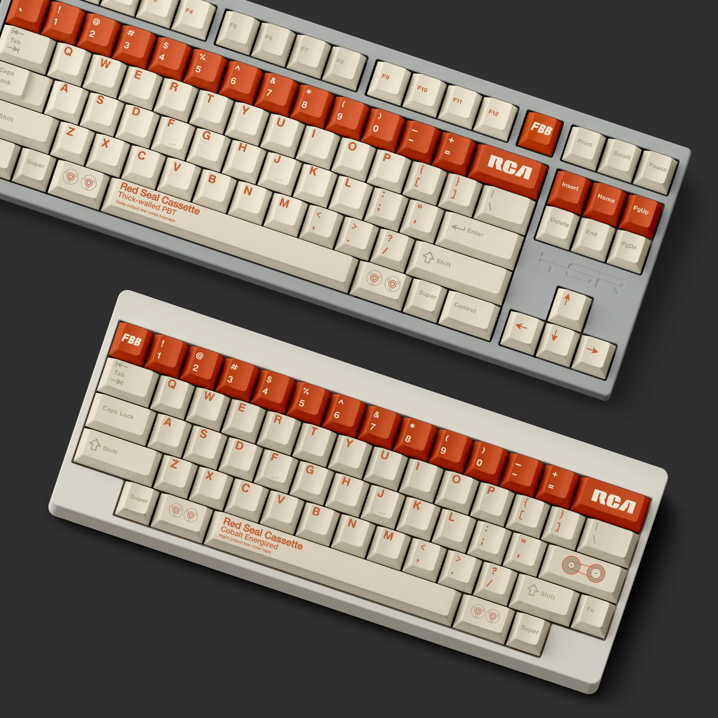 FBB Keycaps Red Seal Retro Orange PBT Sublimation Key Caps For Mechanical Keyboard Cherry Profile DIY Kit 1.7mm Thick 145 Keys