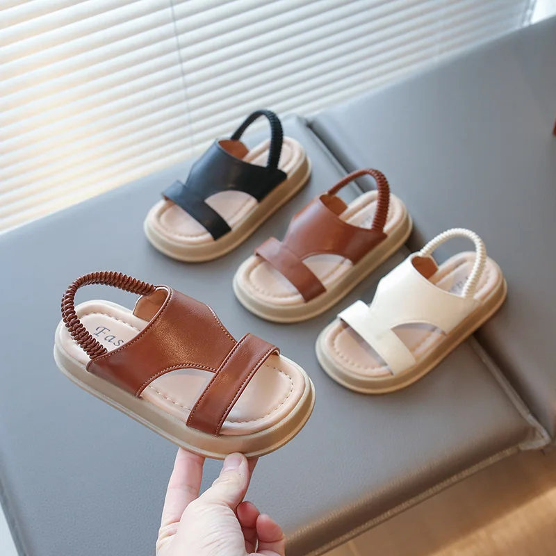 

Girls Sandals Slip-on 2025 Summer New Kids Slippers Casual Soft Sole Children Beach Shoes Non-slip Fashion Soild Color Trendy