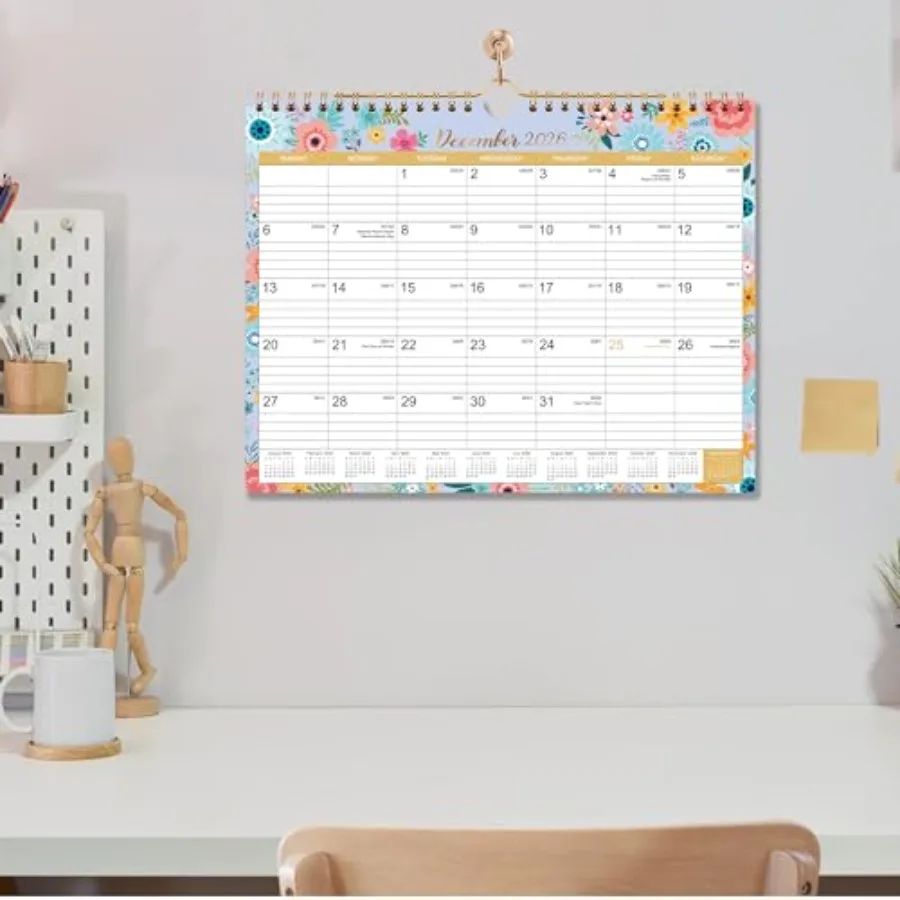 تقويم 2026 2026 تقويم حائط مع 12 شهرًا يناير 2026 ديسمبر 2026 تقويم حائط مع ربط TwinWire + 11 بوصة × 8.5 بوصة + معلق