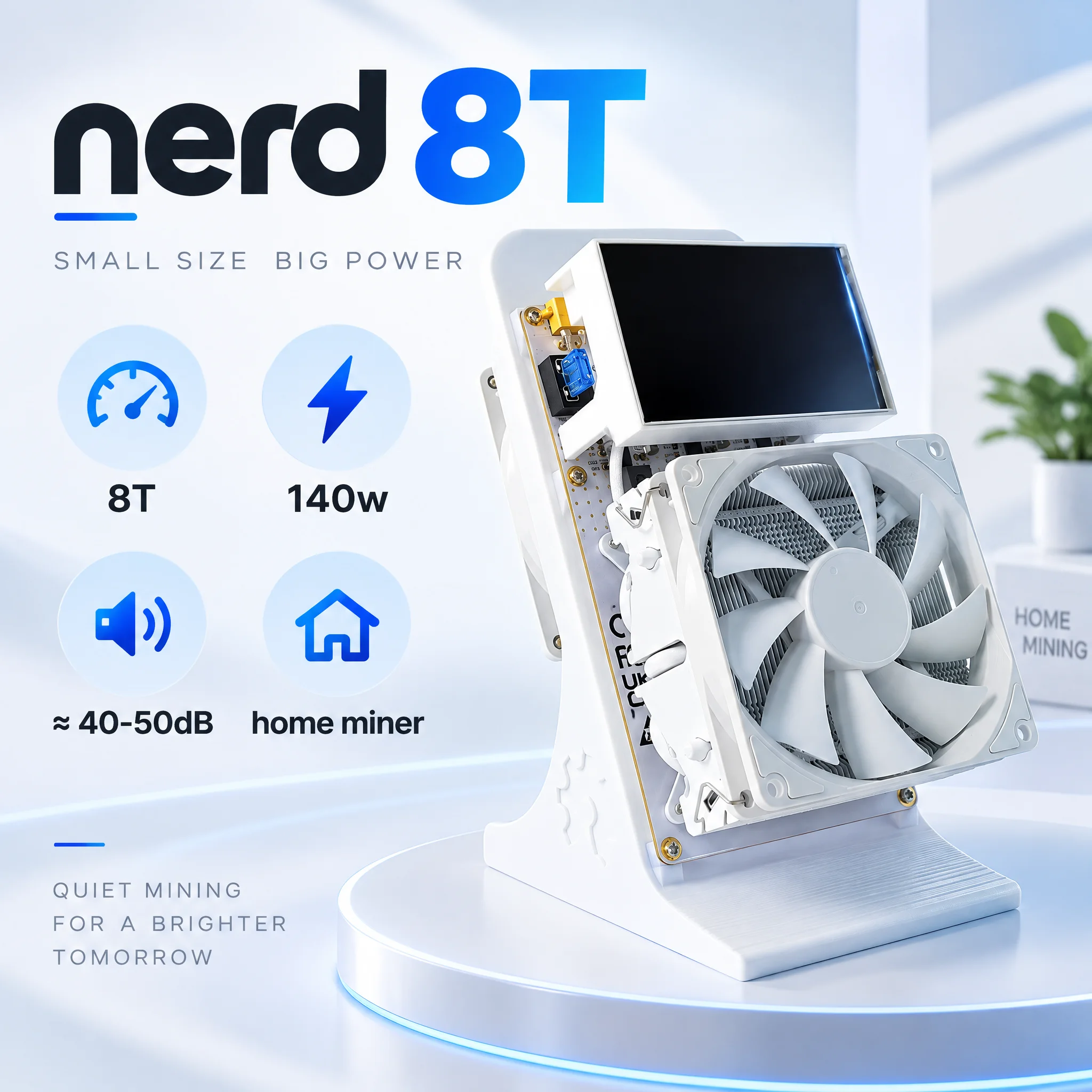 YYSLuping Nerd8t ASIC Miner 8TH/s 4X BM1370 Chip Open Source Solo Mining Device Home Silent Miner With two Cooling Fan