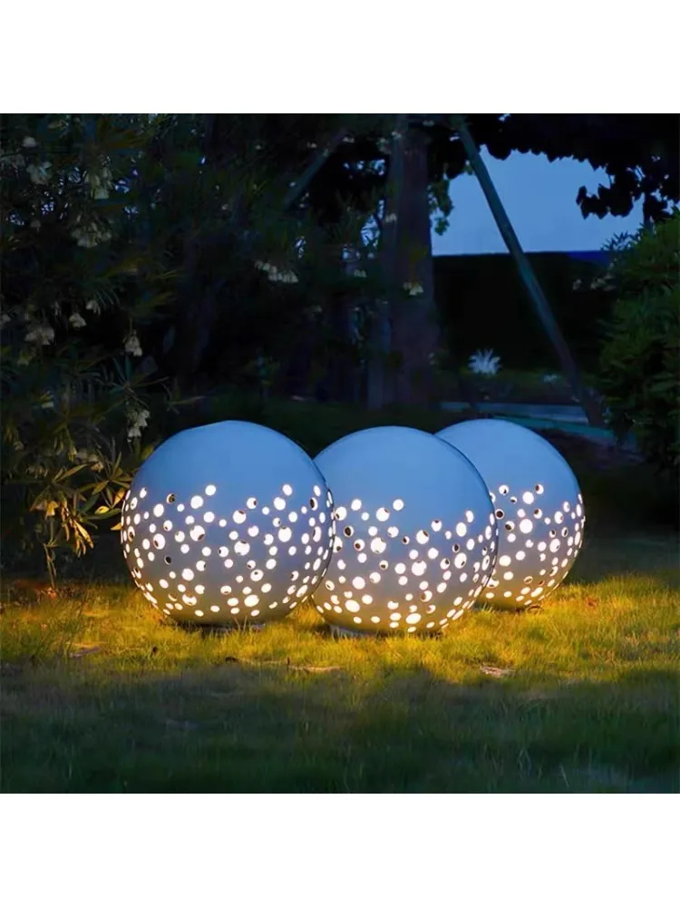 Customized LED Outdoor Hollow Ball Shape Luminous Ball Light Garden Villa Courtyard Park Brightening Landscape Lawn Lamp