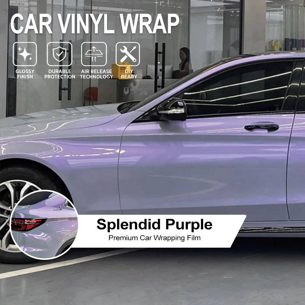 Film de protection vinyle pour voiture, couleur violet splendide changeant de teinte, pour moto, autocollant de protection intégrale du véhicule avec technologie Air Release, accessoires de protection premium