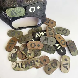 5*2.5CM IR Reflection Blood Type A B AB O POS NEG Embleem Hook and Loop Patches,Tactical Badges Clothes Stickers Glow in Dark
