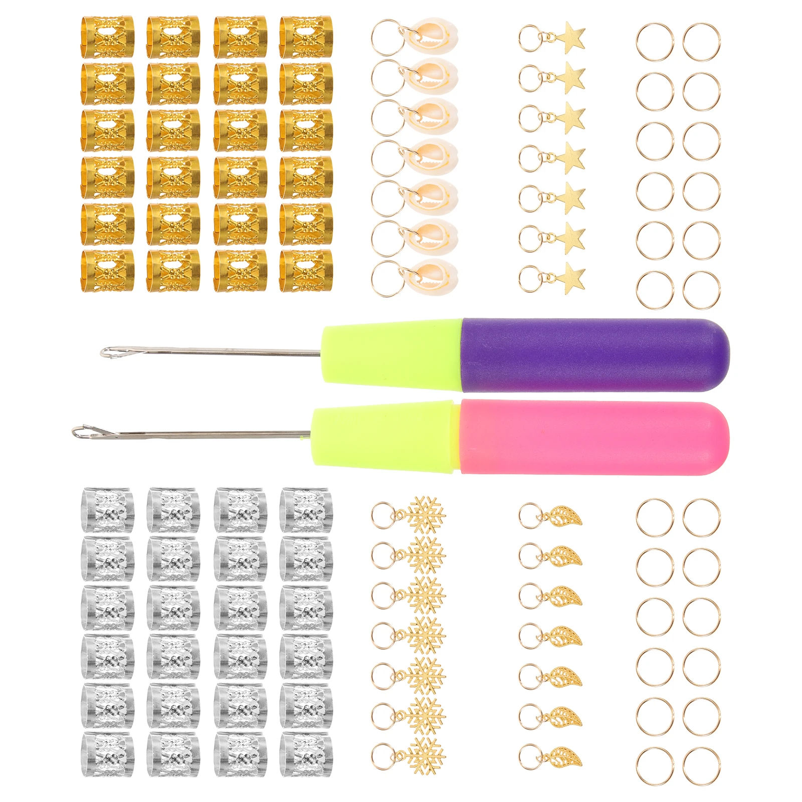 

82 Pieces Hair Accessories Set Gold Silver Crochet Needle Rings Decorative Dreadlocks Braiding For Women Girls