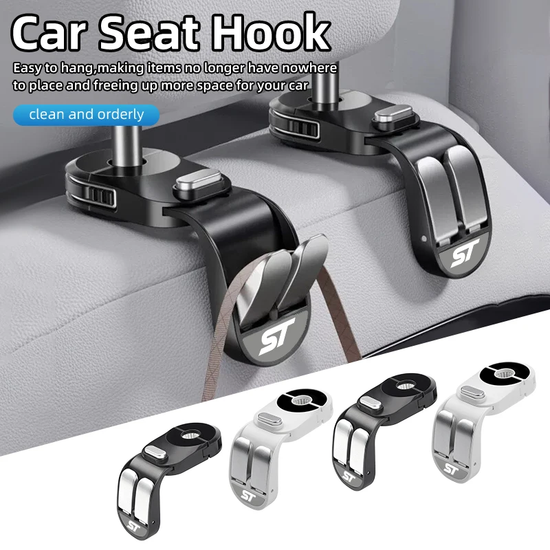 Car Seatback Hook Headrest Hanger Trunk Storage Holder Clip Accessories For Ford ST Line Racing RS S Kuga Fiesta Fusion Mondeo E