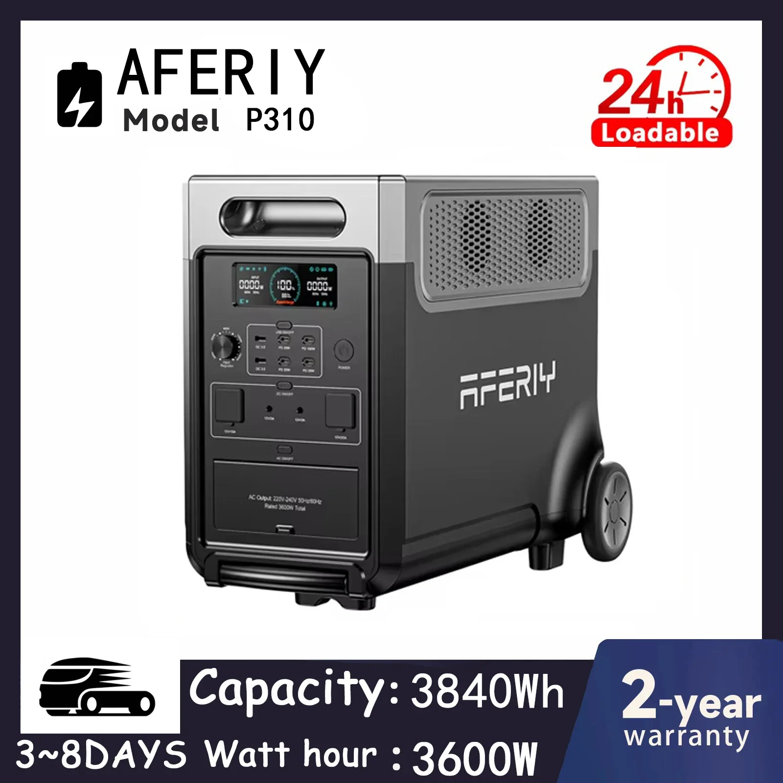 AFERIY P310 محطة طاقة محمولة 3600 واط مولد الطاقة الشمسية 3840Wh LiFePO4 بطارية احتياطية للمنزل التخييم في الهواء الطلق الطاقة المتنقلة
