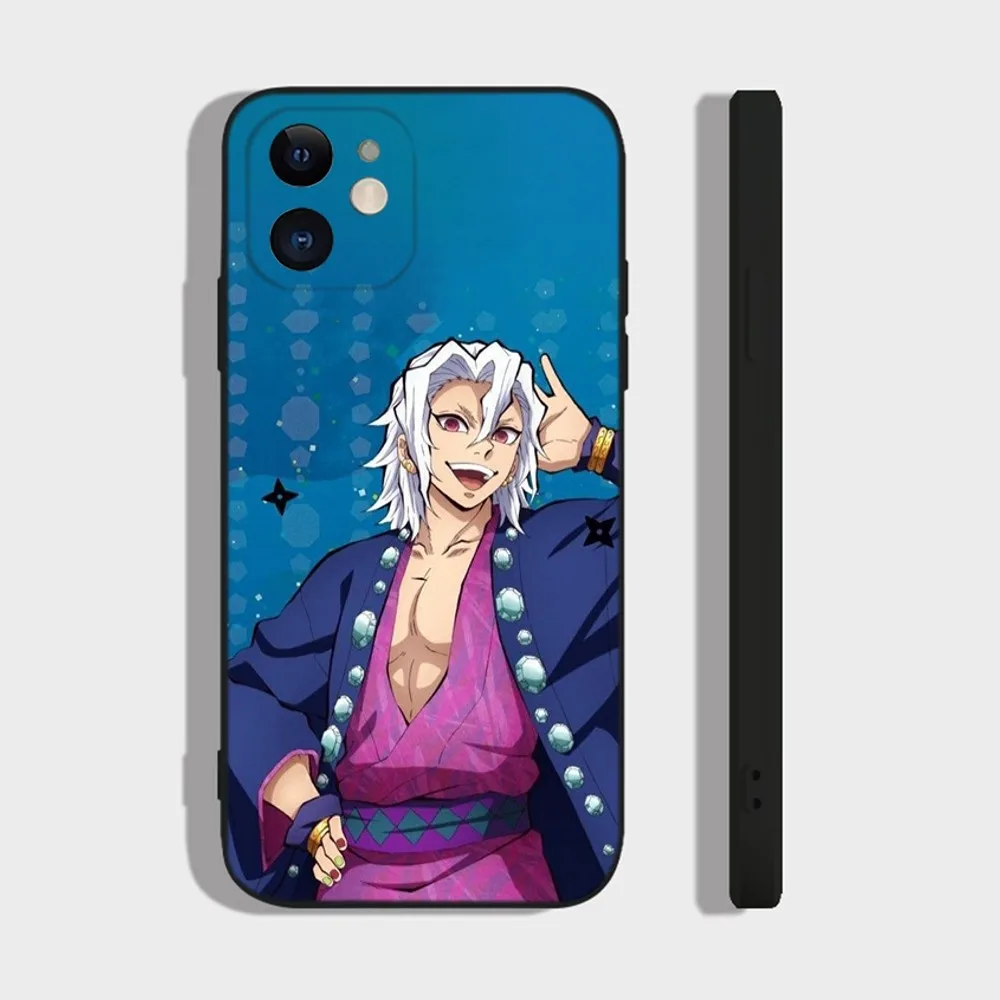 Anime Uzui Tengen Phone Case For iPhone 14,13,12 Mini 11 Pro XR,X,XS,MAX 6S,7,8 Plus Silicone Cover Soft black