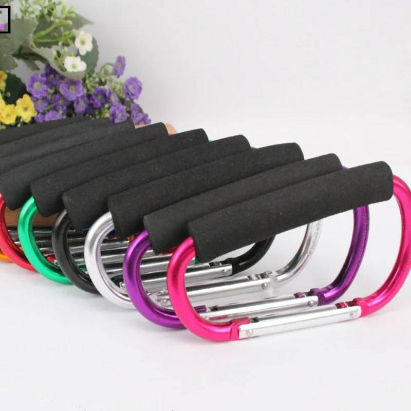 Large Carabiner Stroller Hooks Spring Snap Keychain Clip Organizer Aluminum D Ring Carry Handle for Hanging Purses Shopping Bags