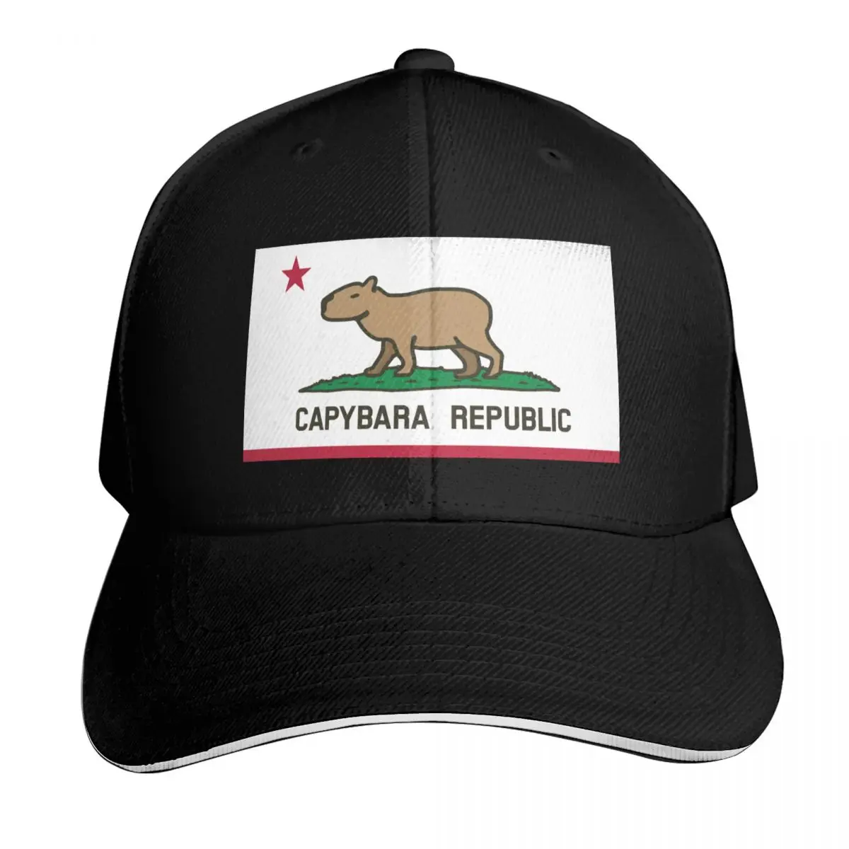 Capybara Flag (normal land version) Baseball Cap Cotton Twill Breathable Contrast Two Tone Brim Snapback Flat Bill