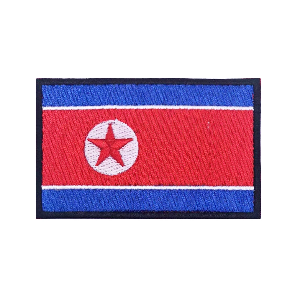 Korean flag North Korea Patches Armband Embroidered Patch Hook & Loop Iron On Embroidery  Badge Military Stripe