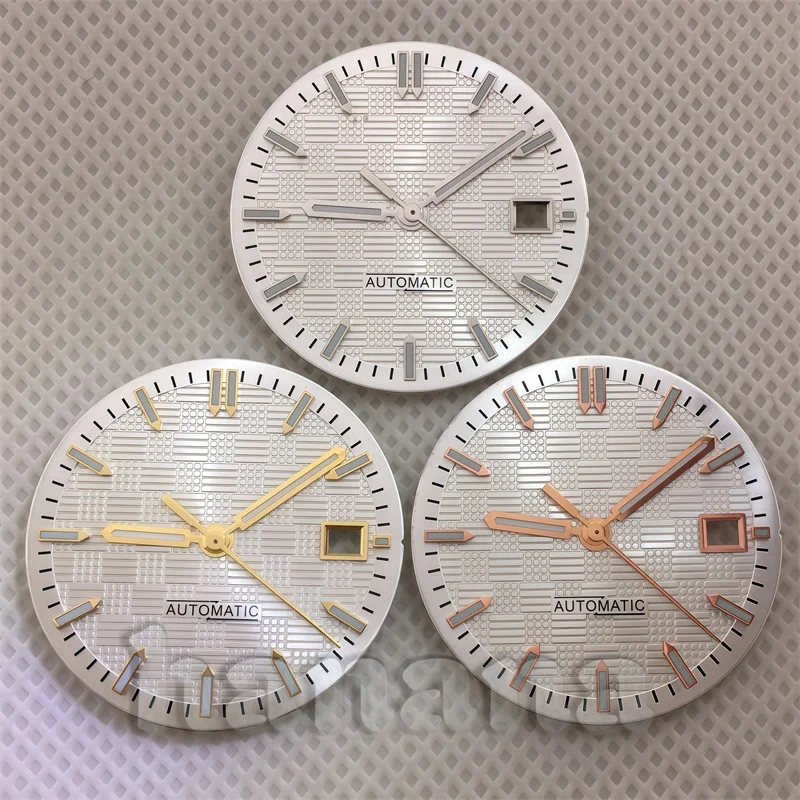 31mm NH35 Dial Engineer Style Watch Dial Hand Set Green Luminous No Logo Gold Rose Index for NH35/NH36 Movement Watch Accessorie