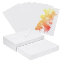 50/100Sets 300gsm Pure Cotton Postcard Watercolor Paper Cards with Envelopes Art Supplies for Art Painting Creative Thank Notes