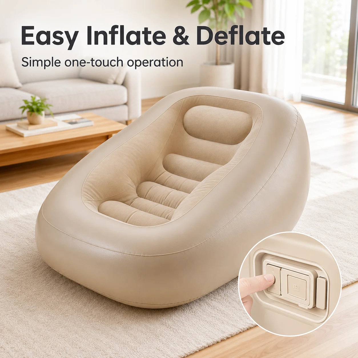 Self-Inflating Air Lounger - One-Touch Automatic Inflatable Sofa Chair For Outdoor Glamping