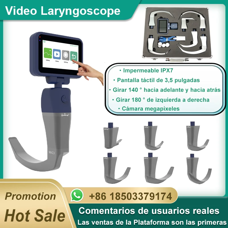 Suitcase Include Video Laryngoscope Reusable Sterilizable Blades 3.5 inch Color Touch Screen Video Laryngoscope