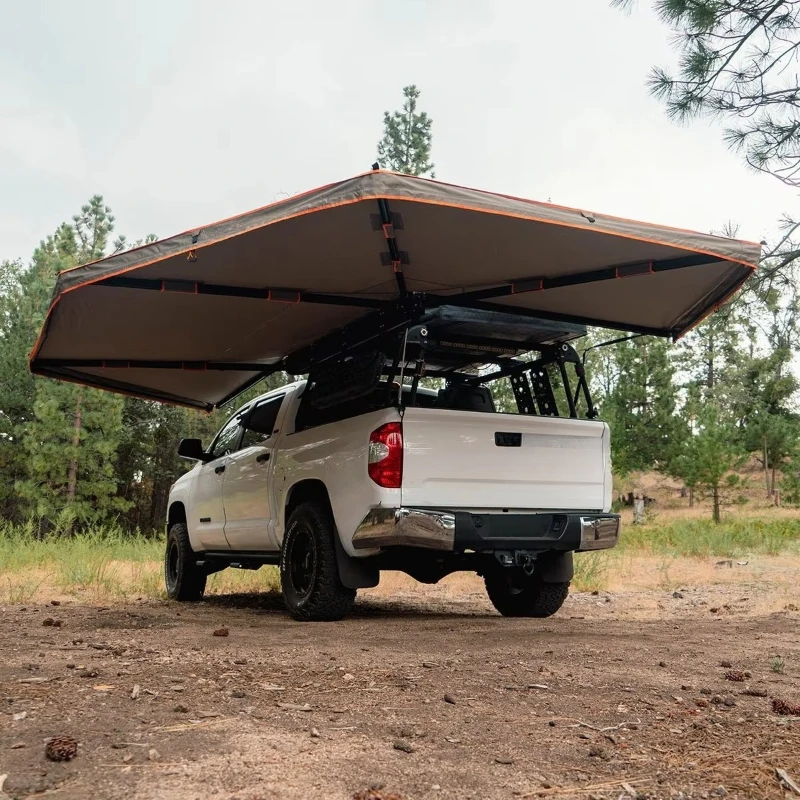 

Outdoor Camping Retractable Freestanding 270 Degree Awning Instant Open 270 Degree Foxing Awning with Light Emitting Diode Light
