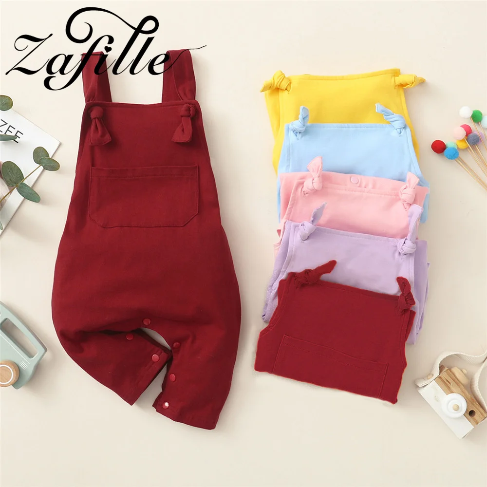 

ZAFILLE 7Color Baby Bandage Jumpsuit Summer Sleeve Kids Boys Overalls Casual Toddler Girls Rompers Solid Children Clothing Suits