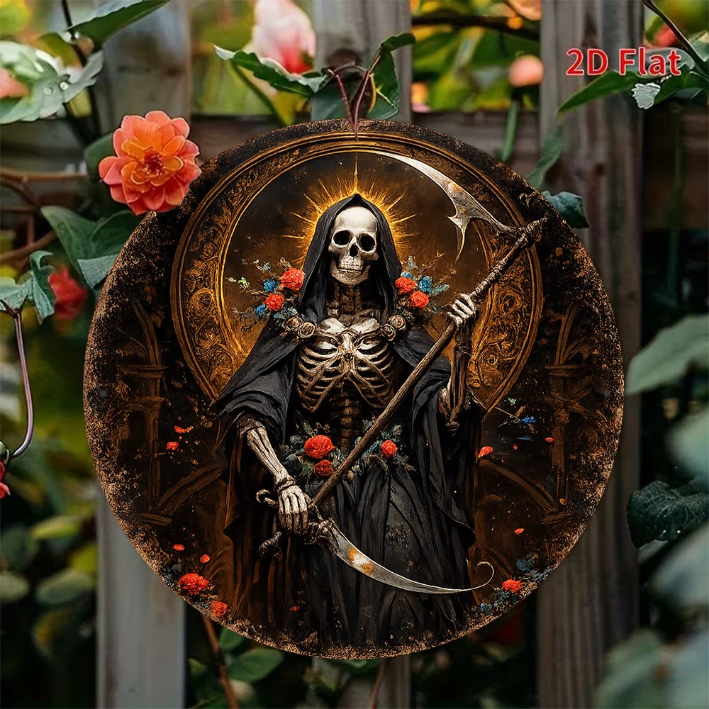CIFBUY Gothic Skull Rose Aluminum Wall Art Waterproof Vintage Metal Sign Rustic Decor For Living Room Bedroom Bar Home Decoratio