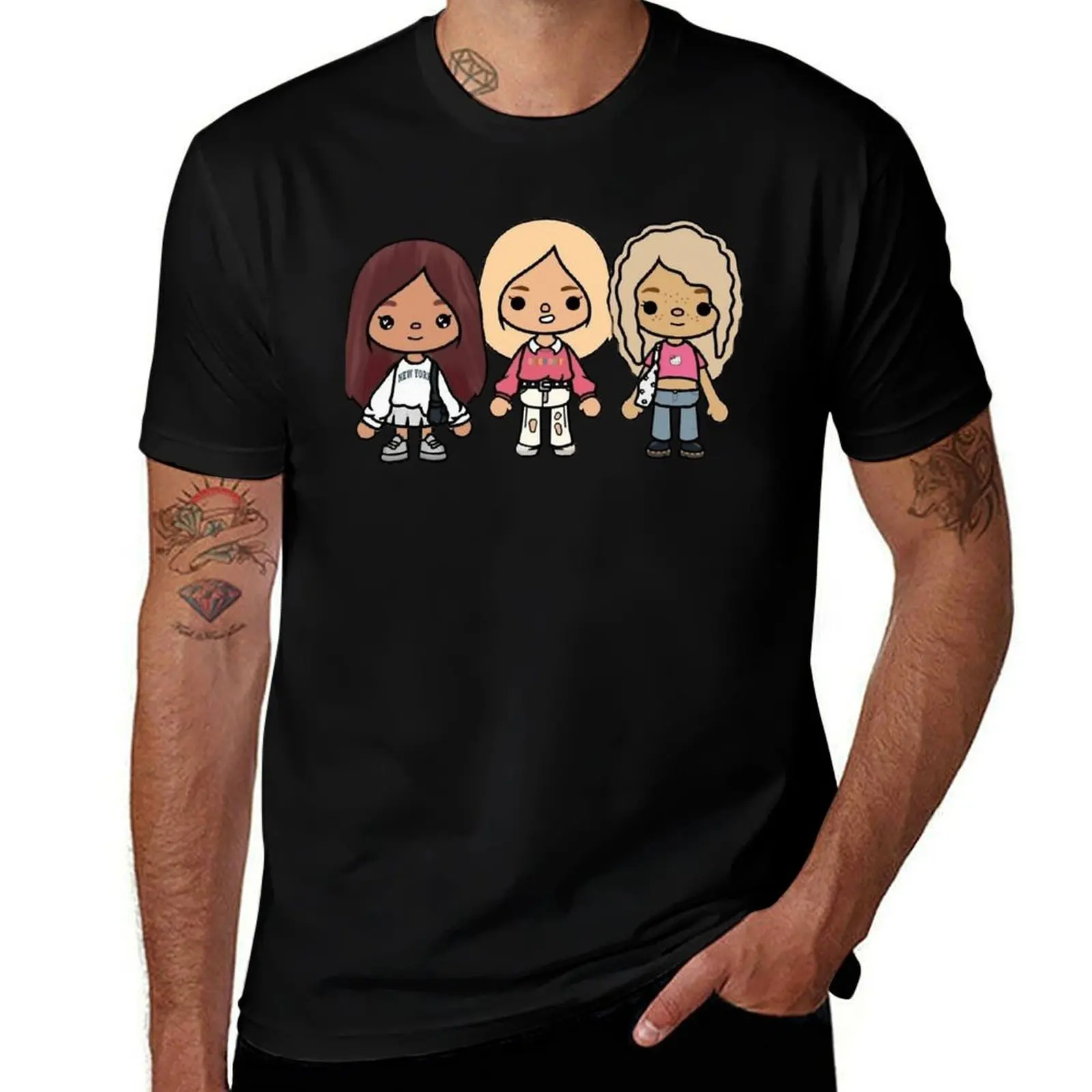 

Toca boca personnages mignons T-Shirt cotton t shirt pack man graphic t shirt t shirts for man cotton T-Shirt