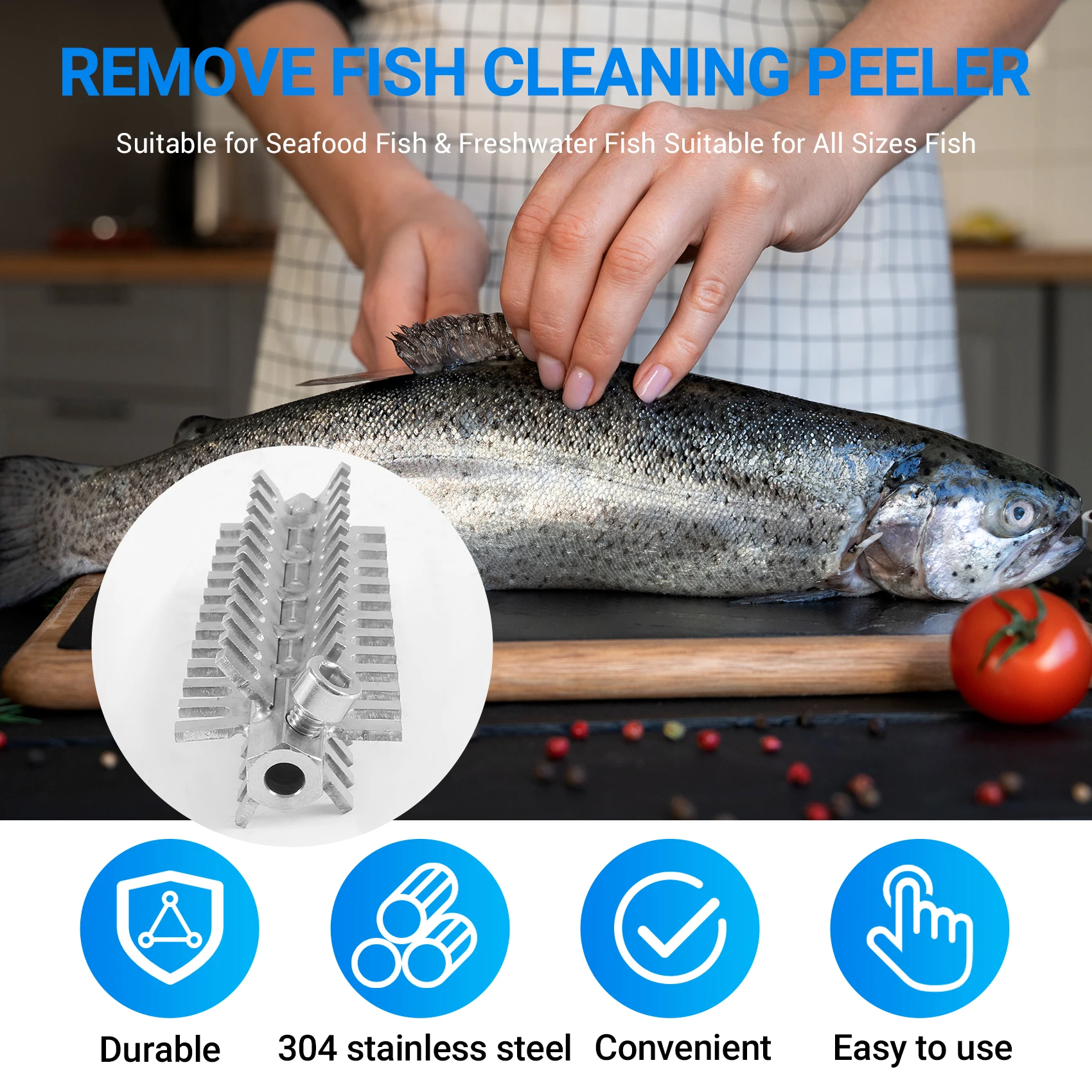 AFOURT-Fish Scale Remover Accessories Electric Scaler Remove Durable Cutter Head Tool