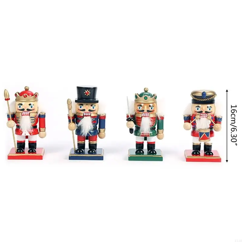 KX4B Christmas Nutcracker Soldier Ornaments 4pcs/set Birthday Wedding Holiday