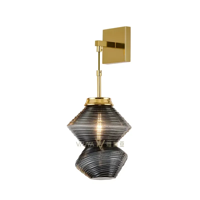 Modern Geometric Glass Wall Lamp Metal Fixture for Villa Hotel Bathroom Interior Decor Luxury Hand Blown Design Light Hand