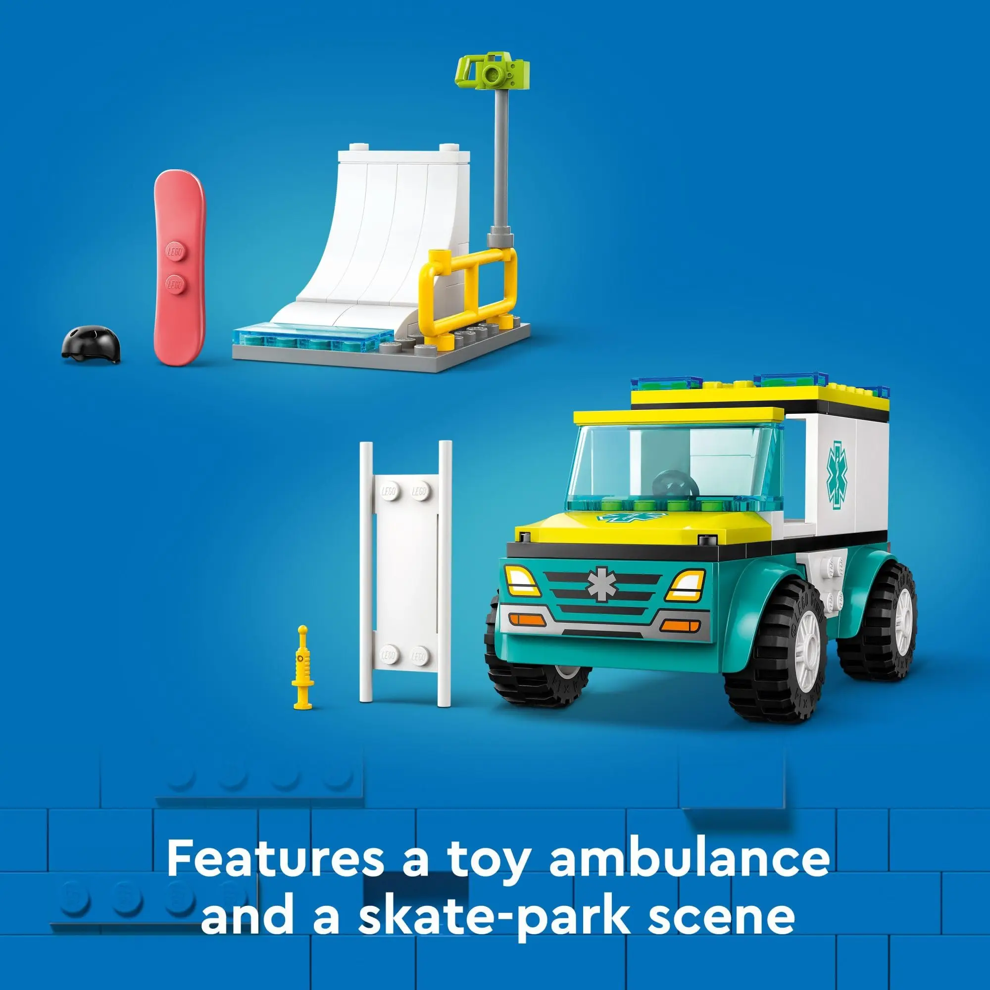 LEGO City Emergency Ambulance and Snowboarder Toy Vehicle Playset Boarder and Paramedic Minifigures Winter Toy for Ages 4+ 60403