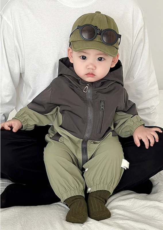 Baby Spring Outfit for Boys Long-Sleeve Romper for Going Out Double-Layer Spring Fashionable Versatile Jacket
