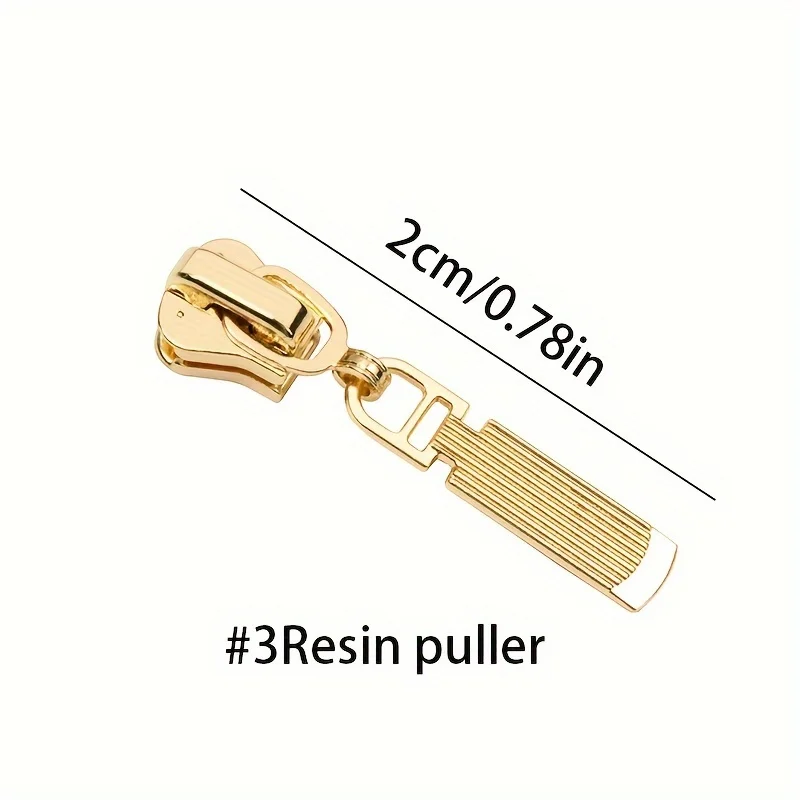 5pcs Assorted Nylon Metal Resin Zipper Heads, Light Gold Plating, Replaceable Zip Pulls  Wholesale Zipper Sliders For DIY