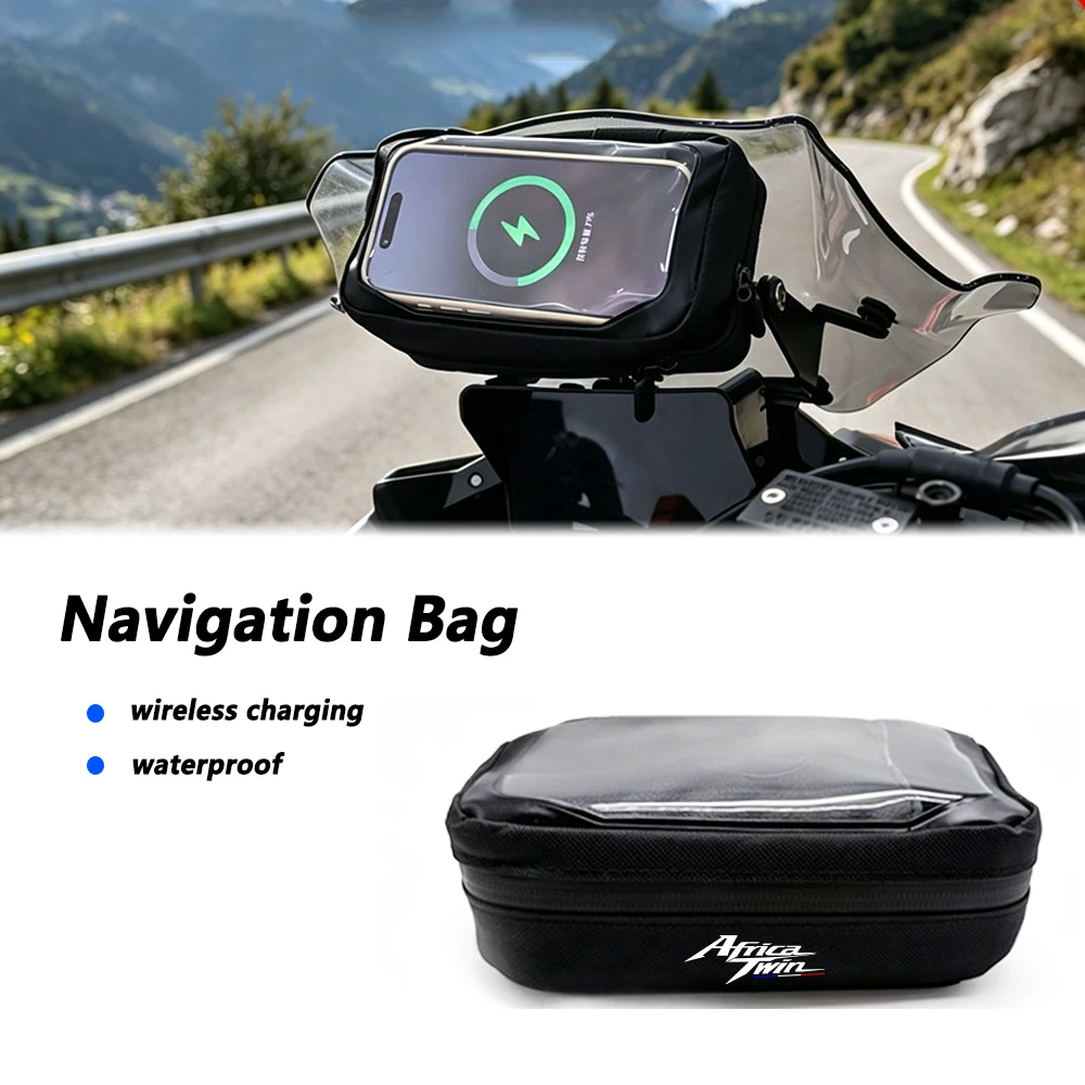 For CRF1100L crf1100l africa twin 2024 Motorcycle Handlebar Bag Wireless Charging GPS Navigation Phone Mount Bag