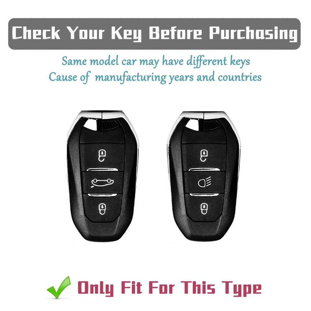 حافظة مفاتيح السيارة الأنيقة الناعمة من مادة البولي يوريثان + سلسلة مفاتيح لسيتروين DS3 DS5 C3 C4 C3 XR | بيجو 3008 4008 5008 308 508 حقيبة واقية #3