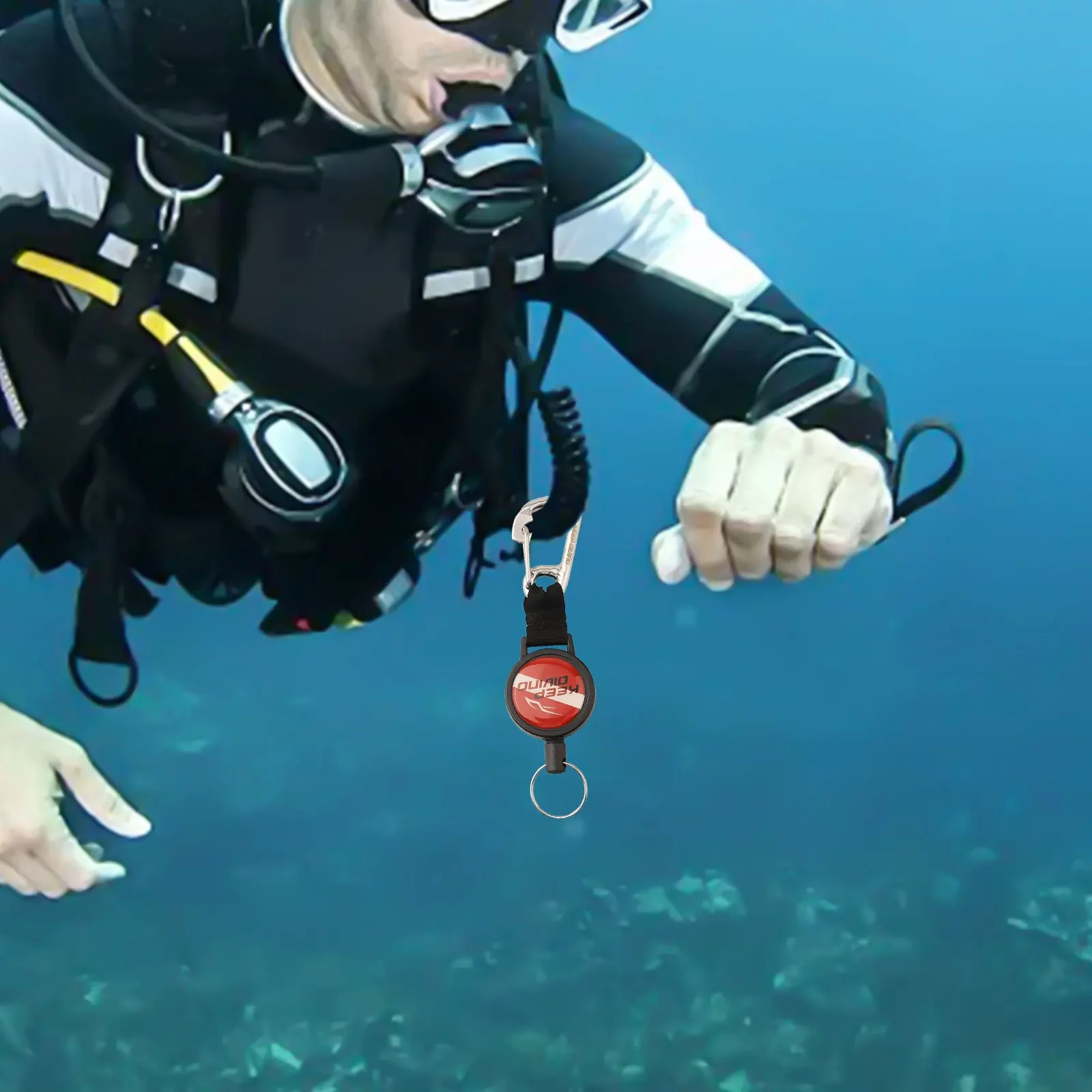 

Ремешок для ключей, ремешок 79 см, регулируемый, устойчивый к коррозии крючок для снаряжения для дайвинга, нержавеющая сталь + пластик, новинка