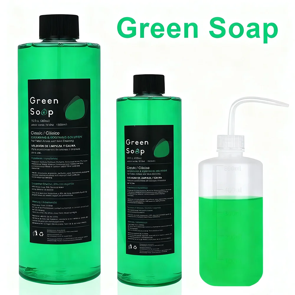 

Зеленое мыло для татуировки, мыло с синими водорослями, очищающее успокаивающее средство с пенящейся бутылкой для начинающих татуировок, художников, принадлежности