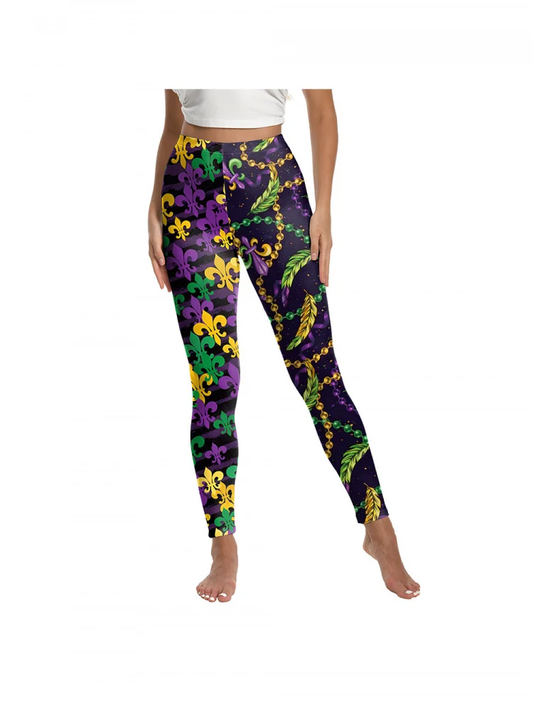 2026 carnaval feminino impresso pena apertado calças de yoga digital floral calças longas leggings spor base camada