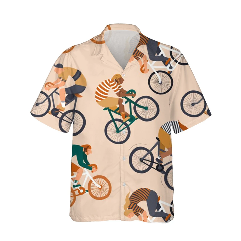 

Hawaiian Shirts For Men 3d Funny Bike Print Beach Holiday Short Sleeve Summer Oversized Tops Tees Shirts Male Blouse 5xl Camisa