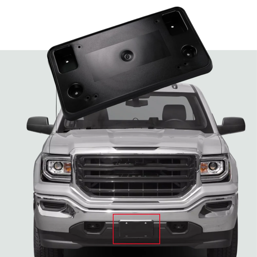 

Car front bumper license plate frame bracket with 4 screws For 2016-2018 GMC Sierra 1500 Base Sle Slt Denali 23354525 GM1068173