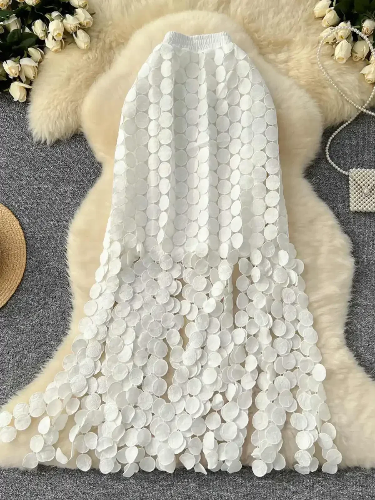 Frauen Rohr Rock Aushöhlen Polka Dot Quaste Herbst Neue Hohe Taille Abnehmen Mittlere Länge Gerade Party Sexy Faldas Weibliche