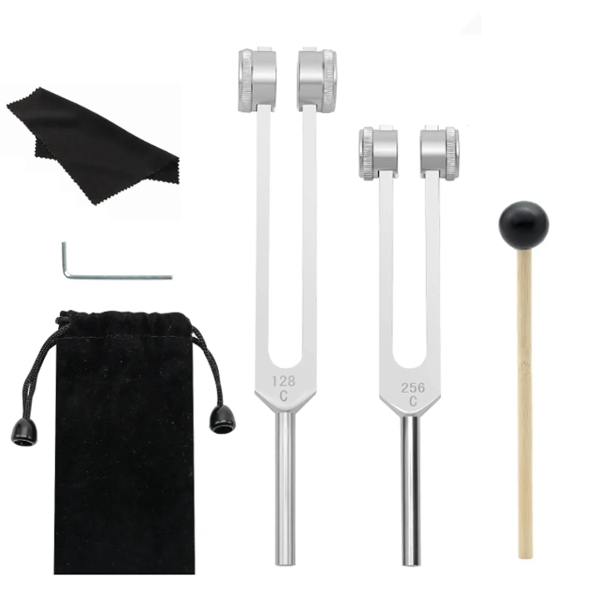 Set diapason 128 Hz 256 Hz diapason curativo in lega di alluminio con martello in Silicone