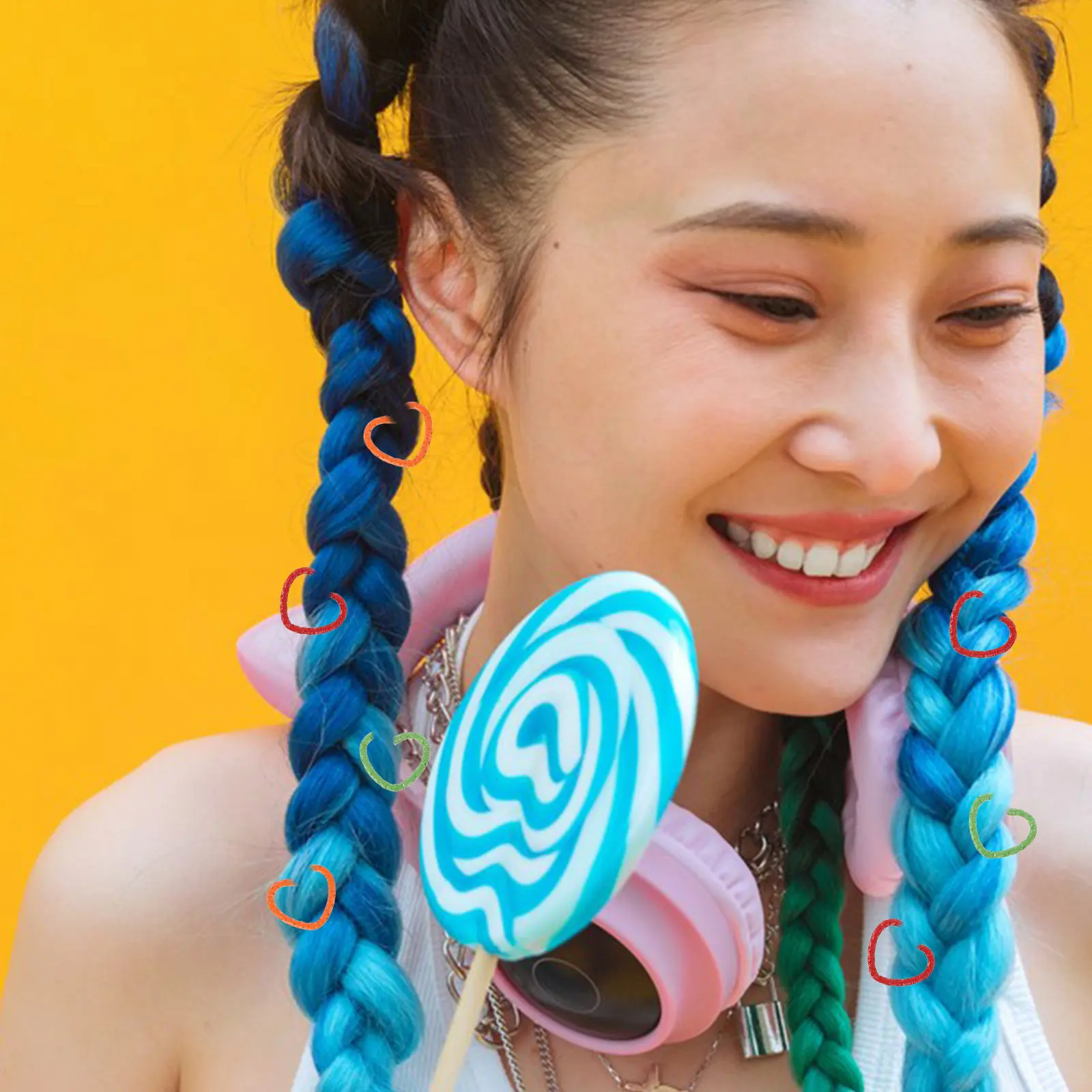 50Pcs Colorful Metal Heart-Shaped Hair Cuffs for Braids Buns Ponytails Stage Performances Festival Wedding DIY Hairstyling