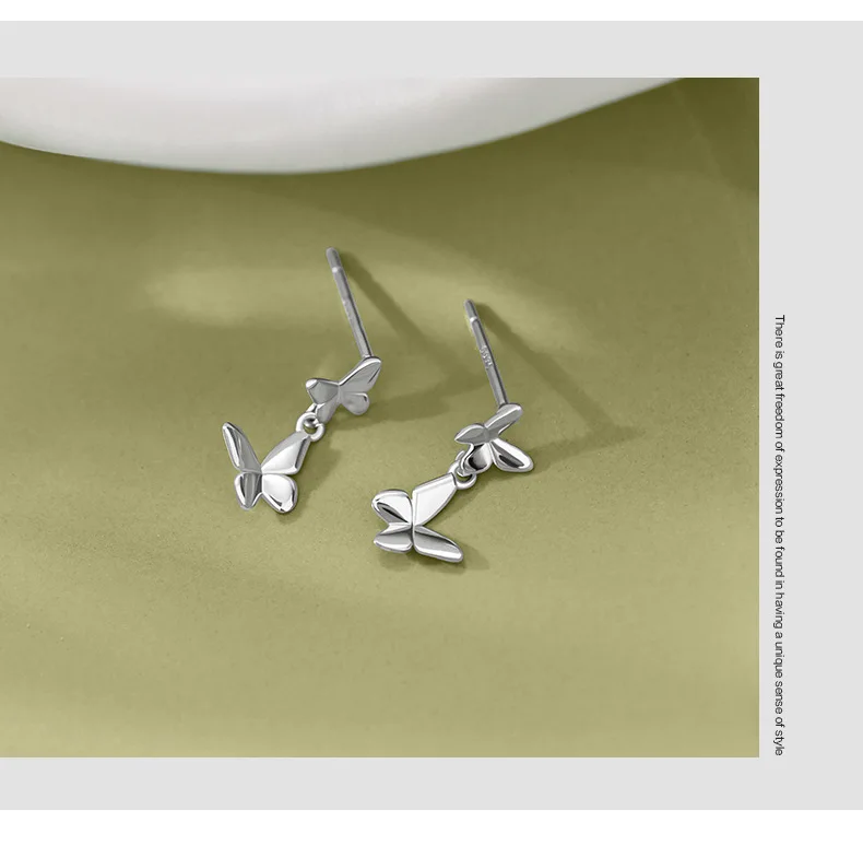 Neue heiße Mode 925 Sterling Silber Schmetterling Ohrringe für Frauen Mädchen Geschenk Mode-Statement-Schmuck – Detail 8