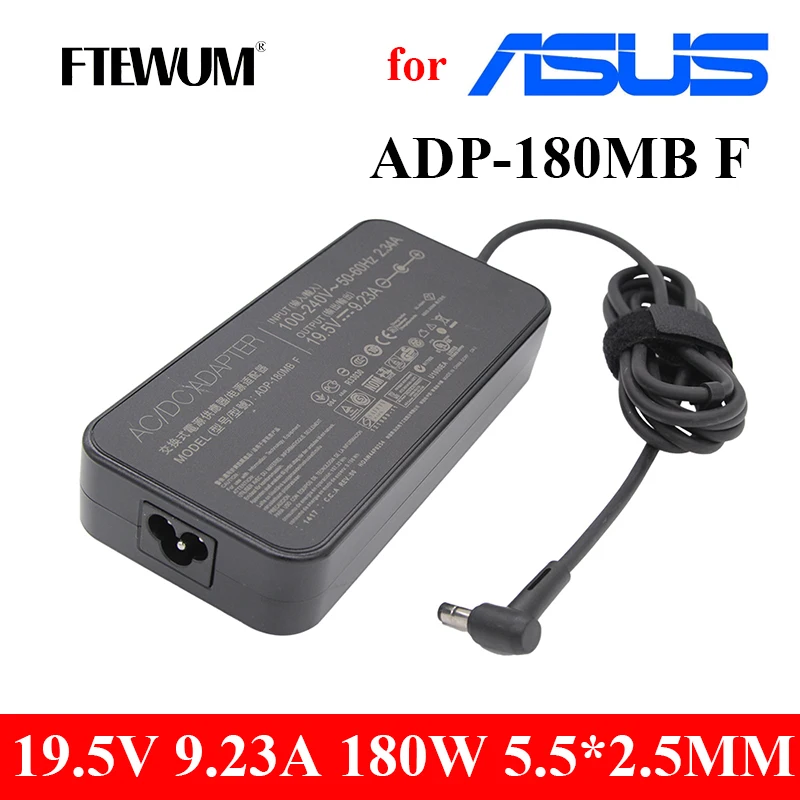 

FTEWUM Charger 19.5V 9.23A 5.5*2.5mm 180W Laptop Adapter for ASUS GE72VR GS63VR WS63VR GS43VR GT60 GT70 ADP-180MB F Power Supply