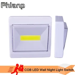 Nova cob magnética led interruptor de luz da noite parede alimentado por bateria lâmpada sem fio luminária para cabine garagem armário casa quarto