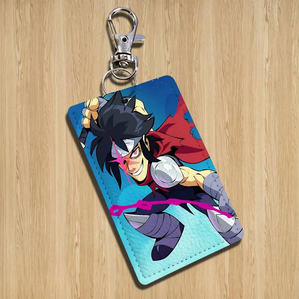 Age of Dragons Brawlhalla Rectangle ID Card Case Keychain Access Card Bag Key Tag Ring Leather Card Holder Key Ring Access